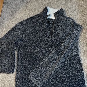 Quarter zip gray fuzzy sweatshirt
